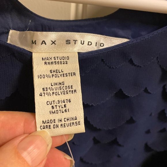 NWT Max Studio M dress navy blue size medium M Med sleeveless Mermaid Scales New - Picture 3 of 14
